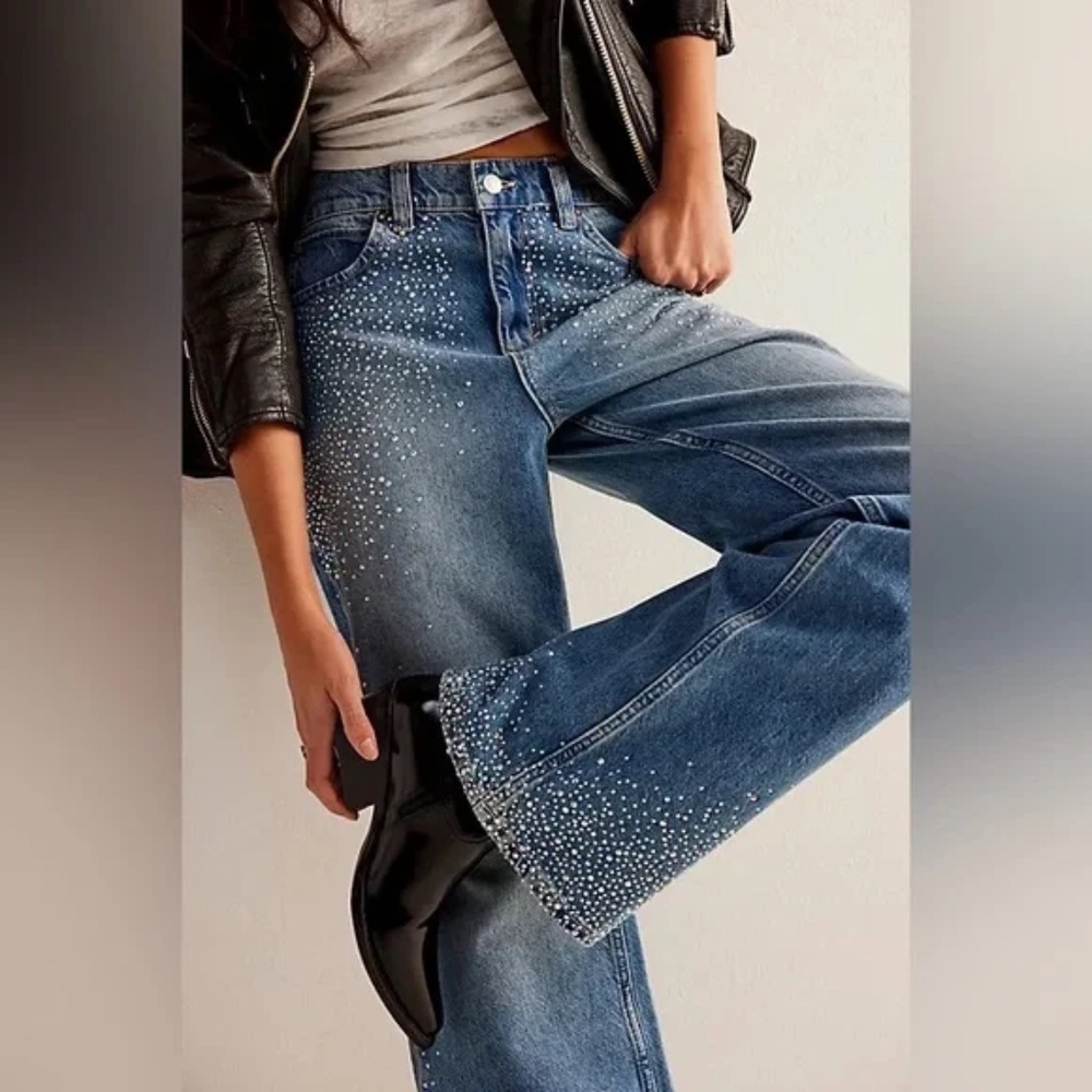We The Free Tinsley Studded Baggy Jeans, Size 30